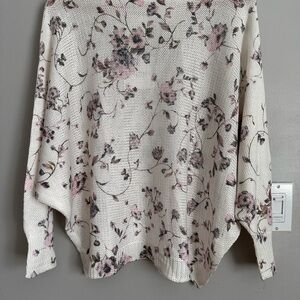 Floral Knit Sweater in Cream and Pink